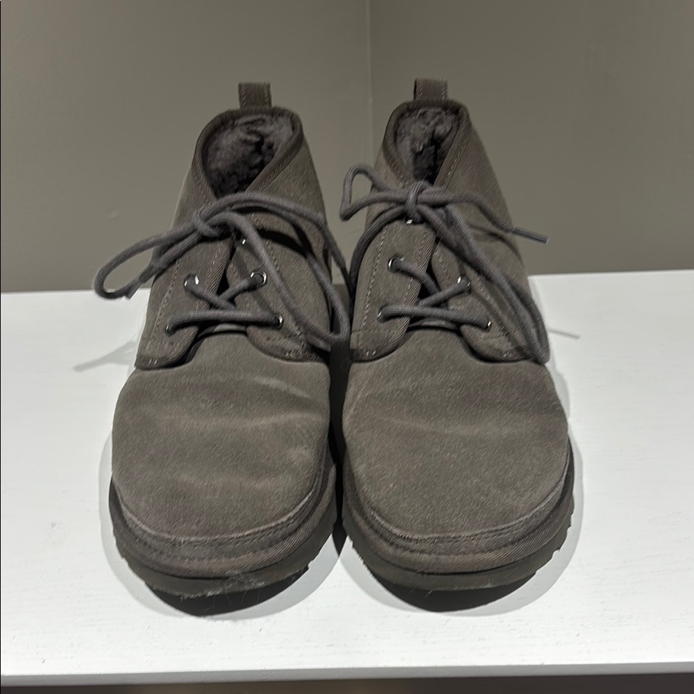 UGG Gray Lace Up Boots with Suede Finish